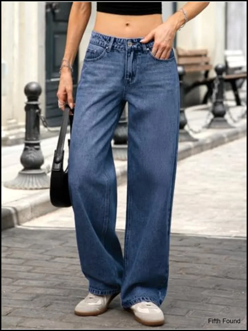 Low Rise Baggy Jeans, Wide Leg Y2K Stretchy Straight Leg Denim Pants